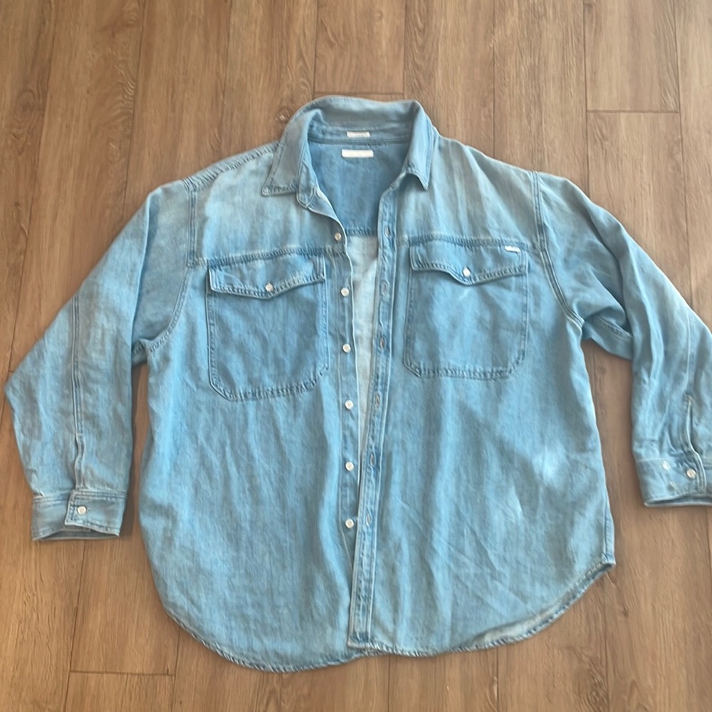 Mother denim oversized jean shirt XL barely worn